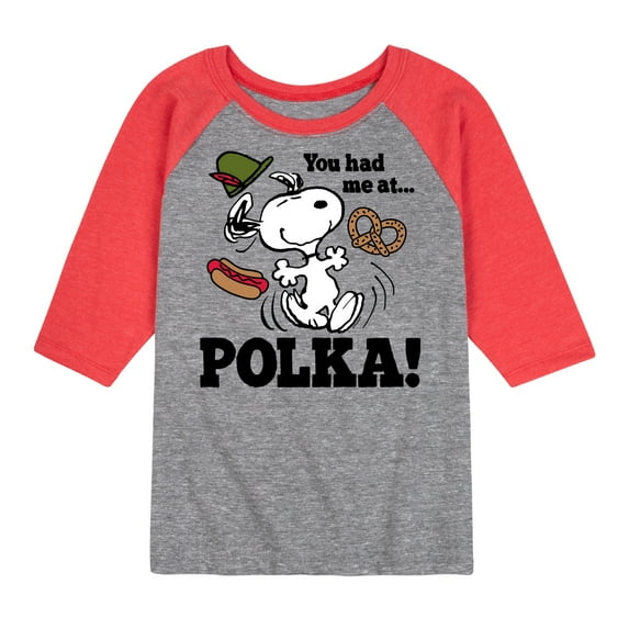 Peanuts - You Had Me At Polka - Toddler & Youth Raglan Graphic T-Shirt
