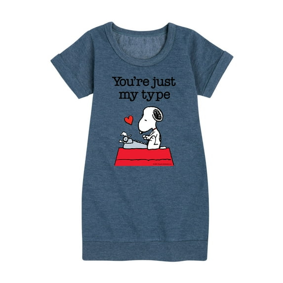 Peanuts - You're Just My Type - Girls Short Sleeve Fleece Dress