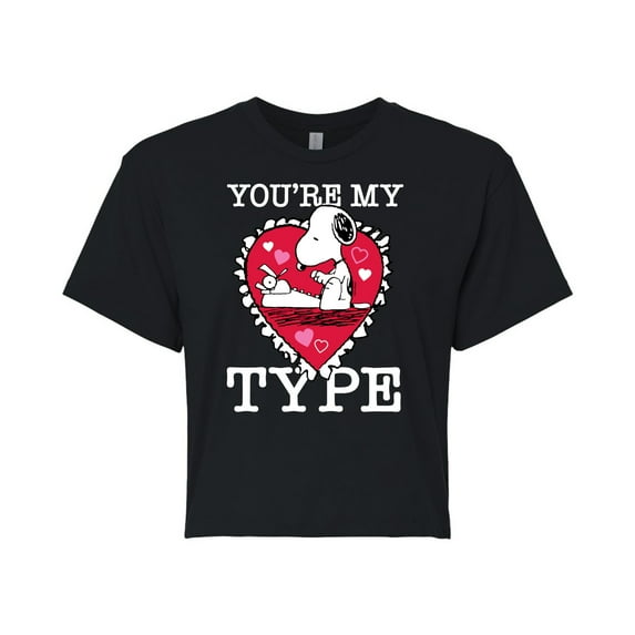 Peanuts - You're My Type - Juniors Cropped Cotton Blend T - Shirt