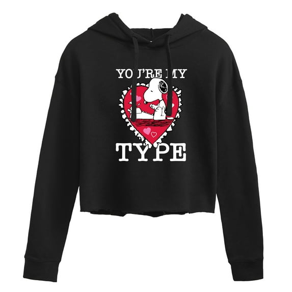 Peanuts - You're My Type - Juniors Cropped Pullover Hoodie