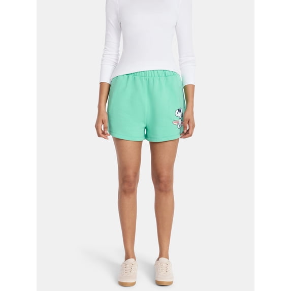 Peanuts Women's Snoopy Graphic Fleece Shorts, 2.5" Inseam, Sizes XXS-XXL