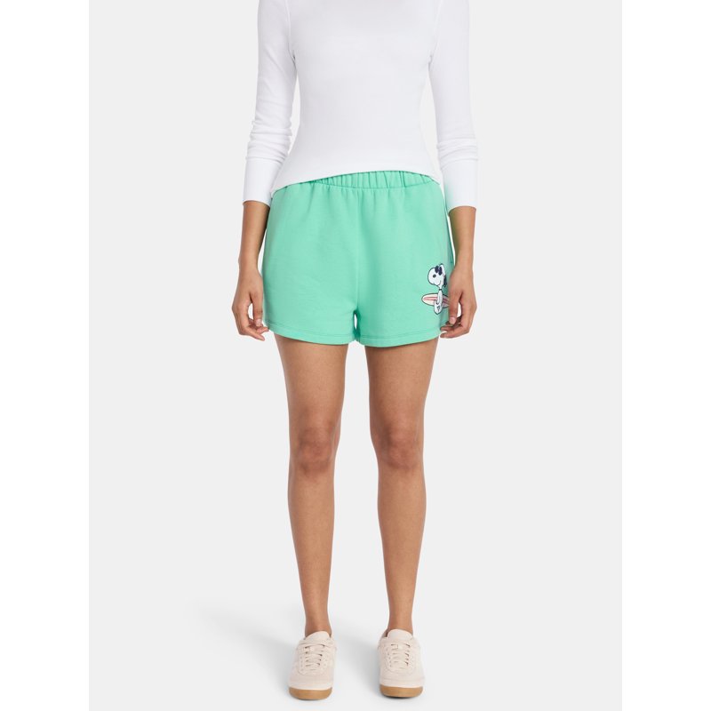 Women's Snoopy Graphic Fleece Shorts, 2.5" Inseam, Sizes XXS-XXL