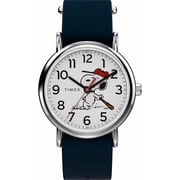 Timex Mens Peanuts Weekender Baseball 38mm Watch - Blue Slip-thru Single Layer White Dial Silver-Tone Case