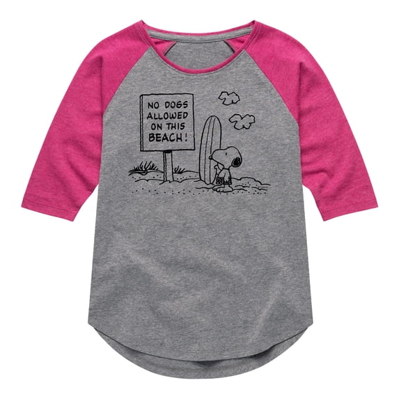 Peanuts - no Dogs Allowed - Toddler And Youth Girls Raglan Graphic T-Shirt