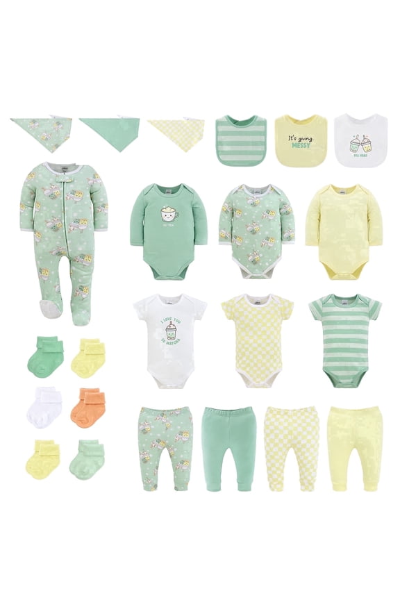 Cu-Tea Baby Clothes Layette Gift Set with Baby Socks and Sleepers, 3-6 Months, 23 Piece