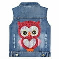 thumbnail image 1 of Peaoclate 2-8Years Little Girls Denim Vest Spring Autumn Sequins Owl Vest Coat,Owl,5-6Years, 1 of 4