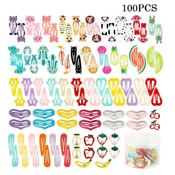 Peaoy 100PCS Hair Clips for Toddler Girls No Slip Metal Snap Hair Clips Barrettes Hair accessories