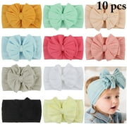 Peaoy 10PCS Baby Headbands Soft Nylon Head Wrap Stretchy Bow Hairbands for Girls Newborn Infant Toddlers