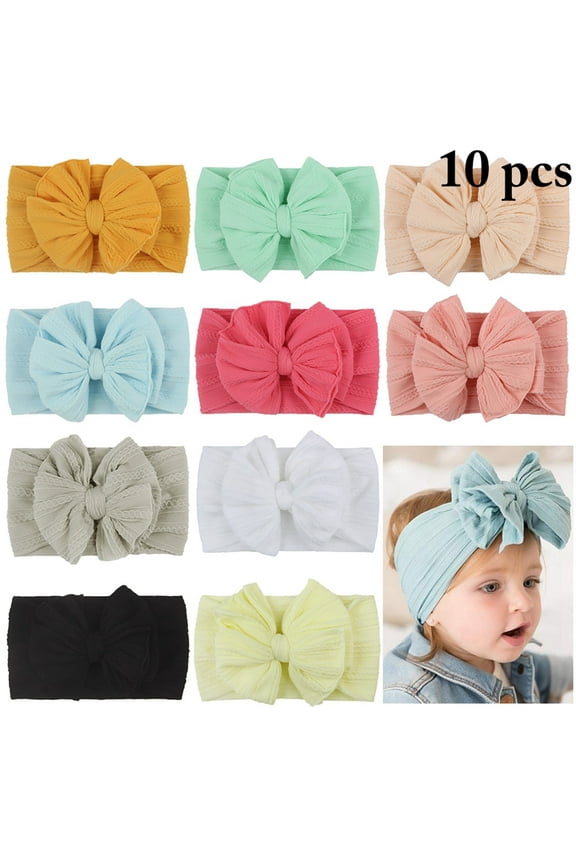 10PCS Baby Headbands Soft Nylon Head Wrap Stretchy Bow Hairbands for Girls Newborn Infant Toddlers