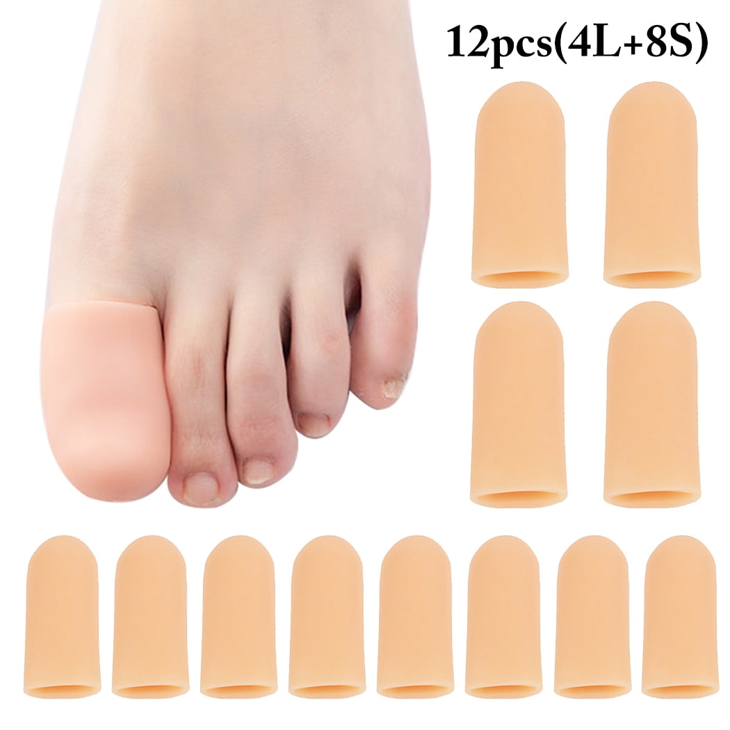 Peaoy 12PCS Silicone Toe Sleeves Separators Gel Toe Cap for Corns Blisters Hammer Toes Ingrown