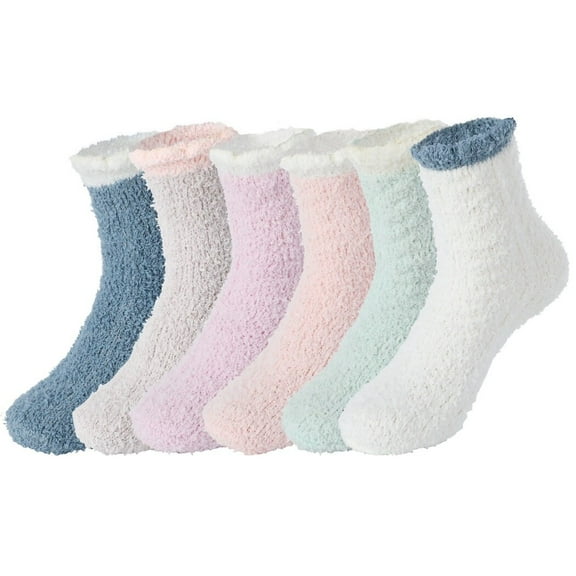 Peaoy 6 Pairs Fuzzy Socks for Women Girls Cute Animal Crew Socks Winter Warm Socks Slipper Socks