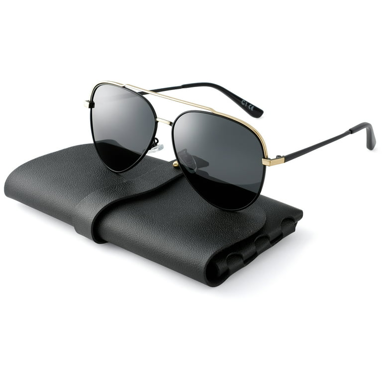 Kapmore Aviator Polarized Sunglasses Retro Black UV 400 Protection Sunglasses for Men Women Travel Fishing Driving, adult Unisex, Size: One Size
