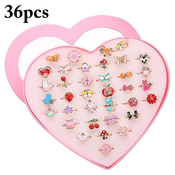 Peaoy Multicolor Cartoon Adjustable Rings, Fashion Jewelry, 0.59 in, 36 Count