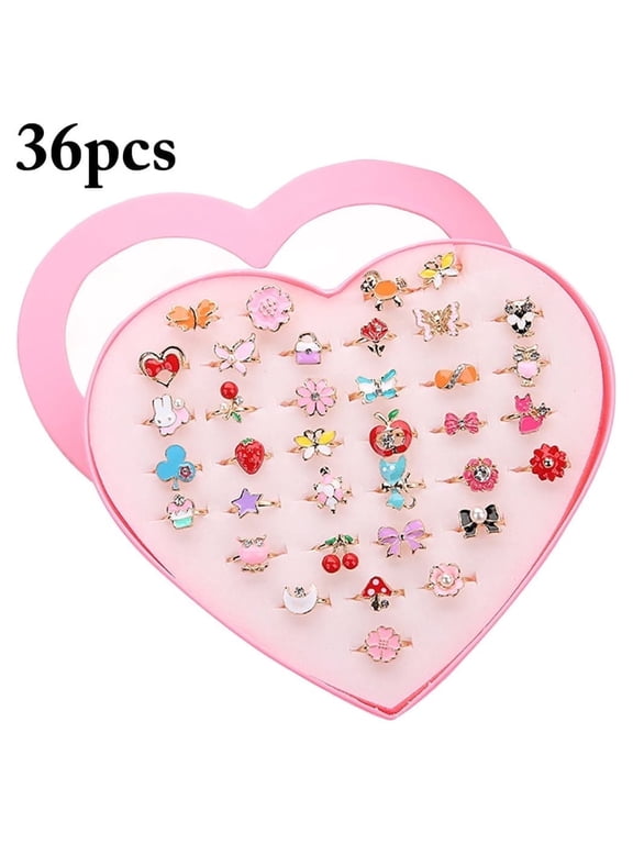Multicolor Cartoon Adjustable Rings, Fashion Jewelry, 0.59 in, 36 Count