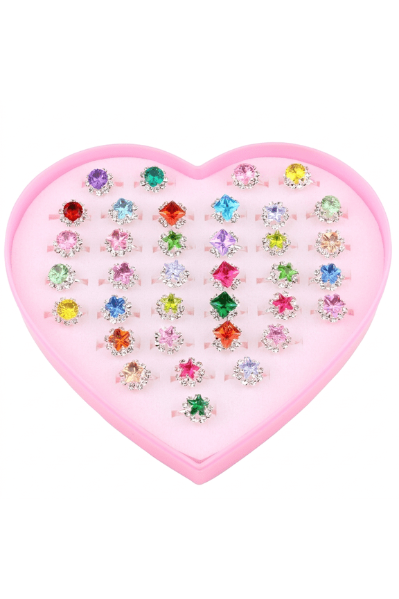 Multicolor Cartoon Adjustable Rings, Fashion Jewelry,36 Count