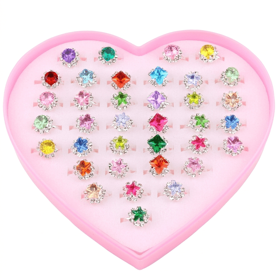 Multicolor Cartoon Adjustable Rings, Fashion Jewelry,36 Count