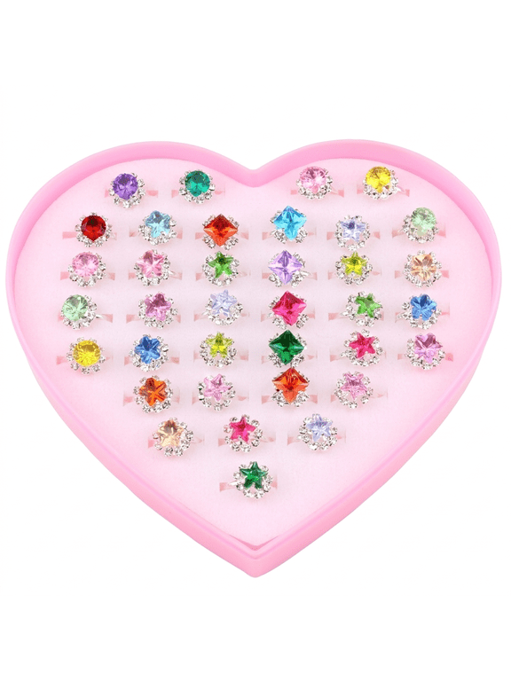Multicolor Cartoon Adjustable Rings, Fashion Jewelry,36 Count