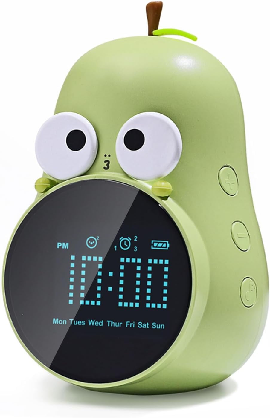 Pear Alarm Clock for Kids Cute Pear Design, Snooze, Triple Alarms, 5