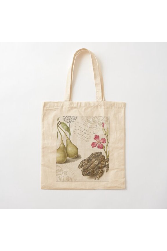Pear And Frog Canvas Tote Bags, Reusable Shopping Bag