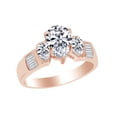 thumbnail image 1 of AFFY Pear & Baguette Shape White Cubic Zirconia Solitaire Enhahement Ring In 10k Solid Rose Gold Ring Size-4.5, 1 of 1