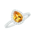 thumbnail image 1 of Rosec Jewels Citrine Teardrop Engagement Ring with Halo - 6X8 mm - Natural Citrine Diamond Ring - AAA Quality - with Jewelry Box, 10K White Gold, US 6.50, 1 of 9
