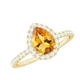 thumbnail image 1 of Rosec Jewels Citrine Teardrop Engagement Ring with Halo - 6X8 mm - Natural Citrine Diamond Ring - AAA Quality - with Jewelry Box, 14K Yellow Gold, US 6.50, 1 of 9