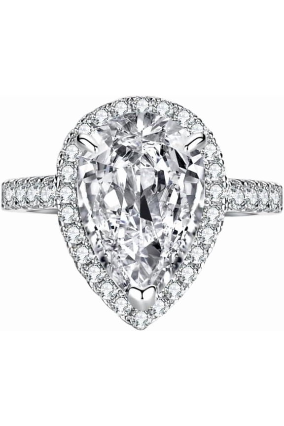 Pear Cut 4 Carat Moissanite Wedding Ring Set for Bridal Set D-Color Clarity 18K Moissanite Rings for Women Simulated Diamond Promise Ring Fiancee Lab Grown Diamond Engagement Rings Lady