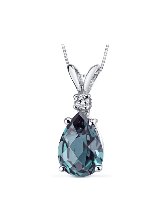 Pear Cut Alexandrite Pendant Necklace in 925 Sterling Silver - Wedding Bridal Necklace - Valentines da Necklace For Her