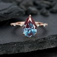 thumbnail image 1 of Pear Cut Alexandrite and Diamond Engagement Ring Unique Rose Gold Teardrop Alexandrite Hidden Halo Wedding Promise Ring, 1 of 5