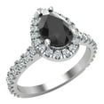 thumbnail image 1 of Pear Cut Black Diamond Halo Engagement Ring 14K White Gold 1.60 Carat (G,SI), 1 of 5