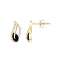 thumbnail image 1 of Rosec Jewels Pear Cut Black Spinel Stud Earrings with Diamond, Nature Inspired Leaf Earrings, 10K Yellow Gold, 1 of 7