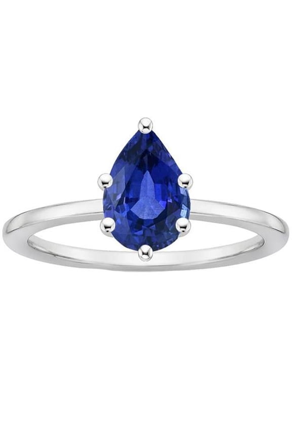 Pear Cut Blue Sapphire 2.50 CT Prong Setting Solitaire Ring, Size 6.5