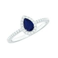 thumbnail image 1 of Rosec Jewels Natural Blue Sapphire Pear Shaped Engagement Ring with Halo - Blue Sapphire and Diamond Ring - 4X6 mm - AAA Grade, 14K White Gold, US 3.50, 1 of 8