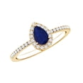 thumbnail image 1 of Rosec Jewels Natural Blue Sapphire Pear Shaped Engagement Ring with Halo - Blue Sapphire and Diamond Ring - 0.5 Ct - AAA Grade, 18K Yellow Gold, US 3.00, 1 of 8