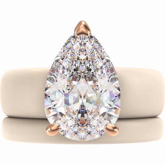 Pear Cut CZ Silicone Ring Set for Women, Stackable 2-Ring Set, 8×12 mm Pear Cut CZ, Patent-Pending Design - GlowStone Collection