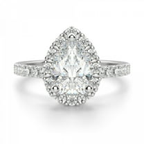 Pear Cut Diamond Ring, Halo Diamond Engagement Ring, Solitaire With Accents Diamond Wedding Ring, 925 Sterling Silver, 2.2 Ct Simulated Diamond, Anniversary Gift Ring For Wife