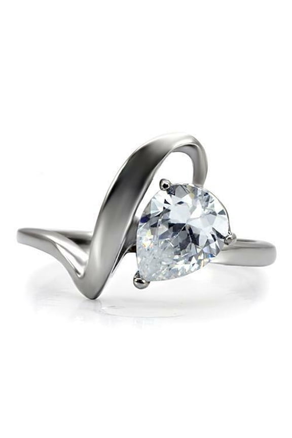 Pear Cut Diamond Ring, Solitaire Diamond Engagement Ring, Single Diamond Ring, Wavy Petite Shank Ring, Perfect Proposal Ring For Her, 2.0 Ct Simulated Diamond, 925 Sterling Silver, Wedding Gifts