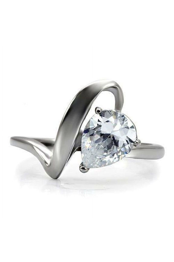 Pear Cut Diamond Ring, Solitaire Diamond Engagement Ring, Single Diamond Ring, Wavy Petite Shank Ring, Perfect Proposal Ring For Her, 2.0 Ct Simulated Diamond, 925 Sterling Silver, Wedding Gifts