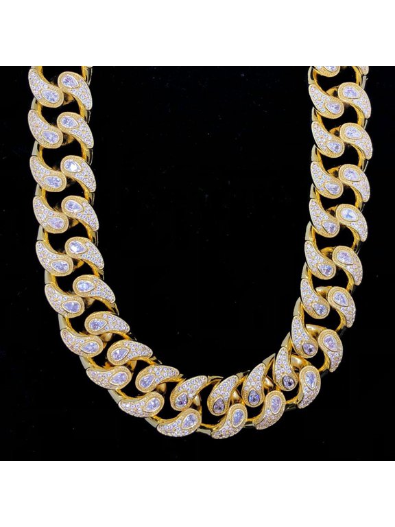 Pear Cut Drip Cuban Hip Hop Bling Bling CZ Iced Out Chain
