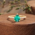 thumbnail image 1 of Pear Cut Emerald Ring, Vintage 925 Silver Engagement Ring, Half Eternity Jewelry, Handmade Ring for Women's, 1 of 4