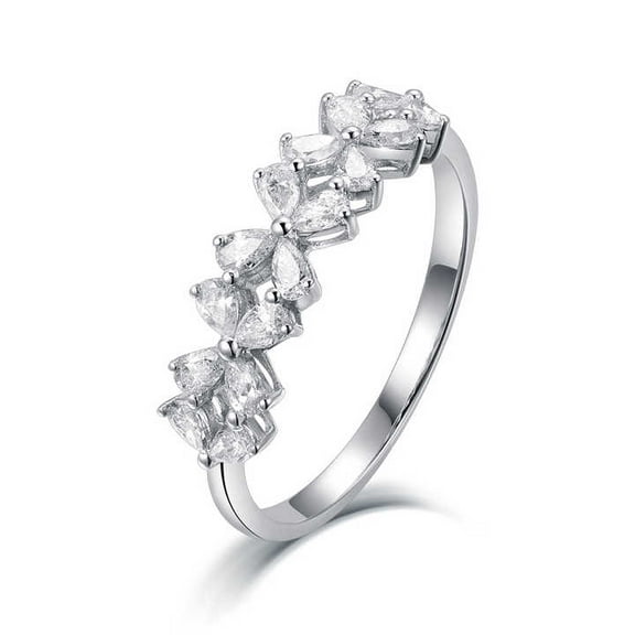 Pear Cut Four-Leaf Clover Pattern Paved Diamond Wedding Rings 1.8 Ct Diamond 14K White Gold Over