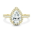 thumbnail image 1 of Pear Cut Halo White Lab Grown Moissanite Engagement & Wedding Ring 2.50 Carat, Yellow Gold Plated Size- (5 - 13) Available, 1 of 2
