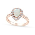 thumbnail image 1 of Pear Cut Lab Created Opal And Round Simulated White Sapphire Teardrop Frame Engagement Bridal Ring In 10k Solid Rose Gold Ring Size-7, 1 of 1