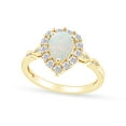 thumbnail image 1 of Pear Cut Lab Created Opal And Round Simulated White Sapphire Teardrop Frame Engagement Bridal Ring In 10k Solid Yellow Gold Ring Size-4.5, 1 of 1