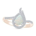 thumbnail image 1 of Pear Cut Lab Created Opal And Simulated White Sapphire Bypass Engagement Promise Ring In 14k Rose Gold Plated 925 Sterling Silver Ring Size-7, 1 of 1