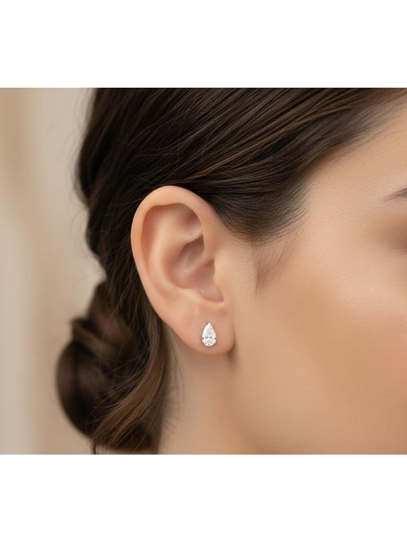 Pear Cut Lab Diamond Minimalist Studs, Claws Prongs Studs, Tear Drop Studs, Solitaire Everyday wear, Perfect Gift