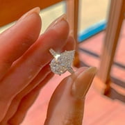 GIMELIS Pear Cut Lab Grown Diamond Engagement Ring, 14K Solid Gold Wedding Ring, Anniversary Gift Women Promise Ring Bridal Ring Handmade Ring Gift