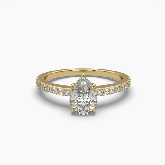 Pear Cut Moissanite 18k Petite Pave Ring