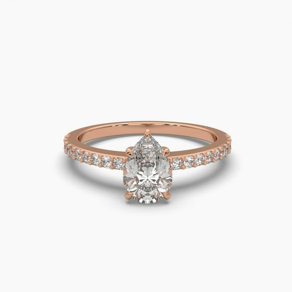 Pear Cut Moissanite 18k Petite Pave Ring