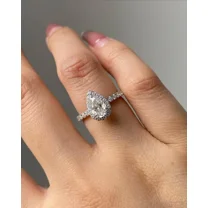 Pear Cut Moissanite Diamond Engagement Ring Halo Ring 14K / 18K White Gold Pave Setting Ring Promise Ring Beautiful Anniversary Gift For Her